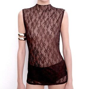Zara Lace Sleeveless High Neck Top